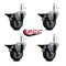 Service Caster 3.5'' Thermo Rubber Swivel 7/16'' Grip Ring Stem Caster Set with Brake, 4PK SCC-GR20S3514-TPRB-PLB-716138-4 - alternate 3